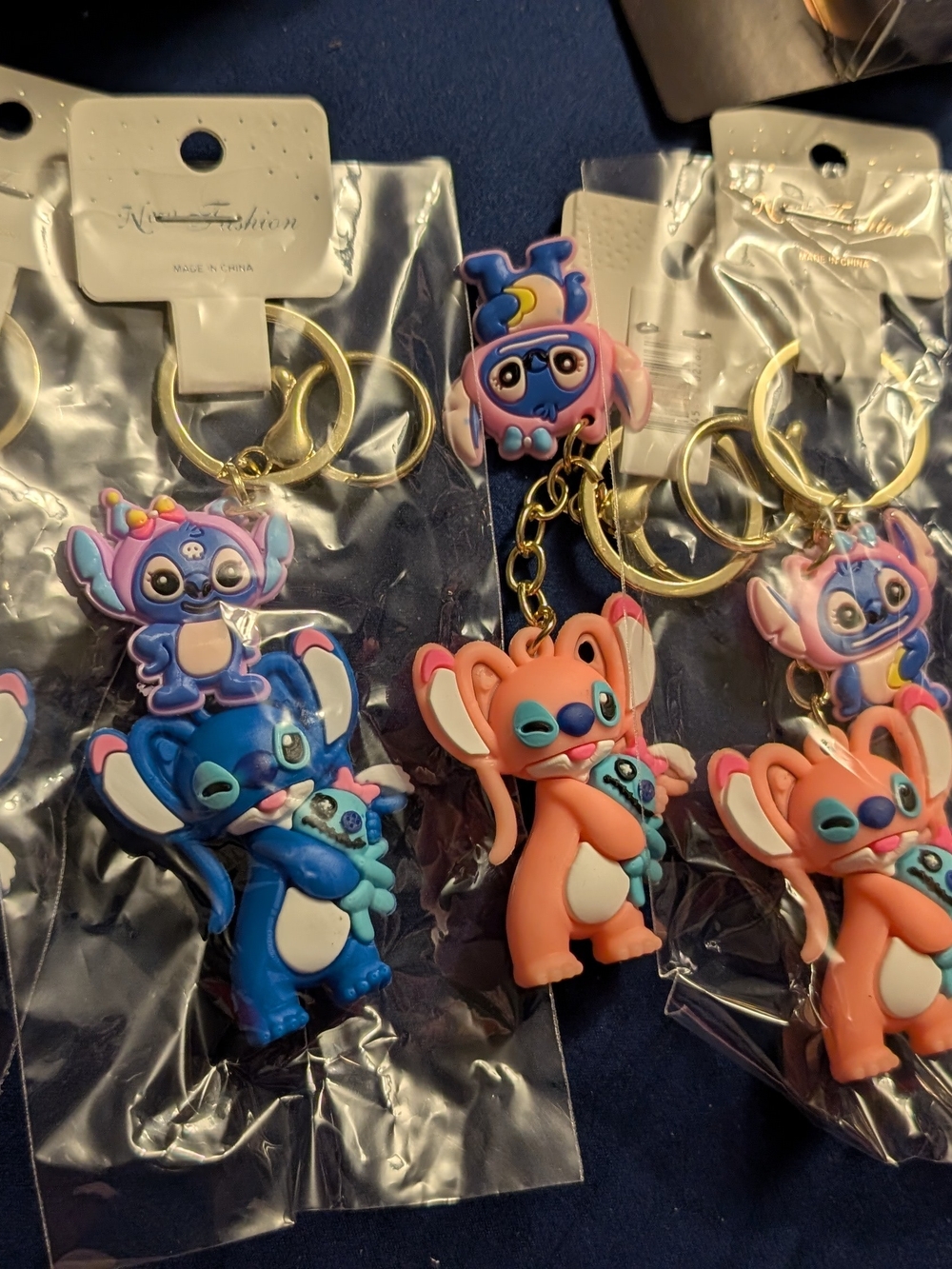 Cute Kids Blue & Pink Cartoon Keychain Lot